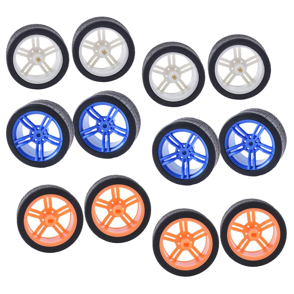 12pcs Rubber Tire TT Motor Car Wheel RC Model DIY Toy Car accessories #1/2/3