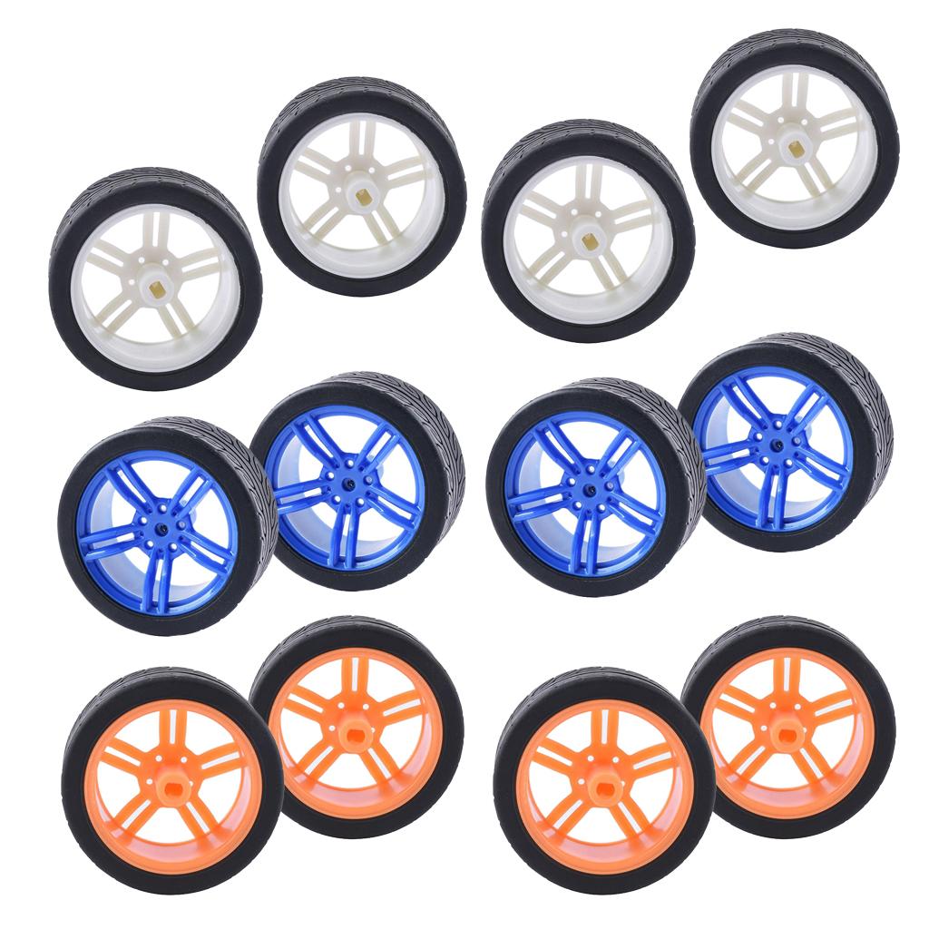 12pcs Rubber Tire TT Motor Car Wheel RC Model DIY Toy Car accessories #1/2/3