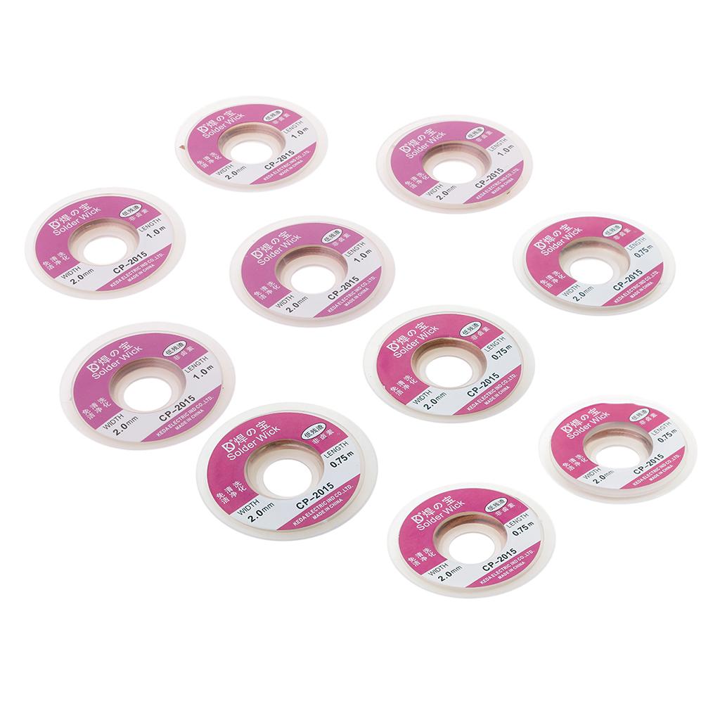10 Pack 2mm BGA Suction Desoldering Tin Wire Copper Wick Spool Wire 0.75m+1m