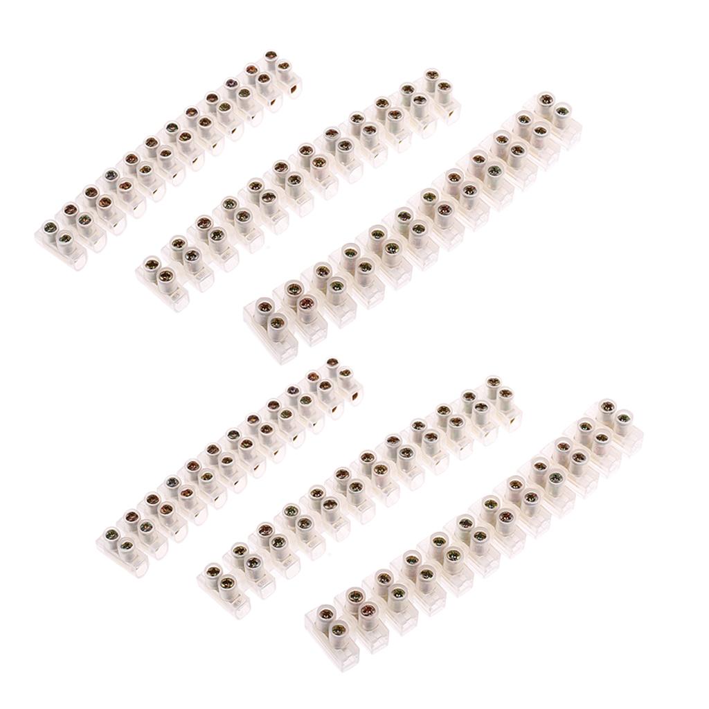 6 Pieces 3A 5A 10A 12 Position Screw Terminal Strip Block Wire Connector