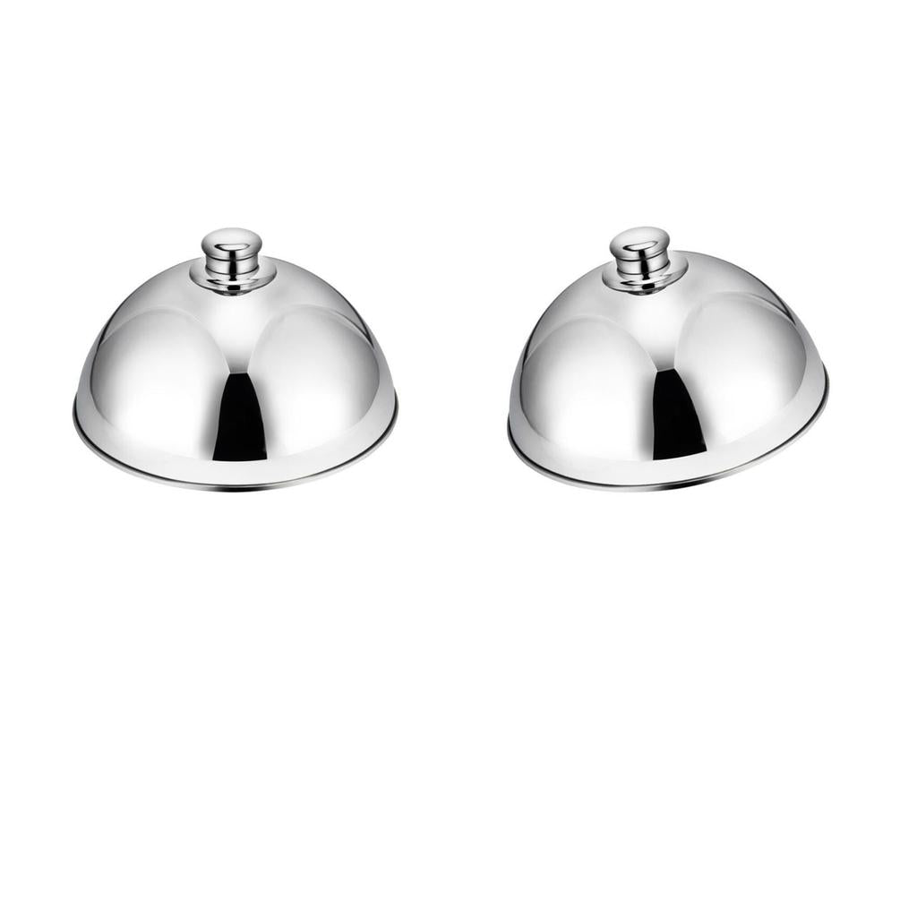 2Pcs Stainless Steel Food Cover Cloche Plate with Domed Cover Dish 10 inch