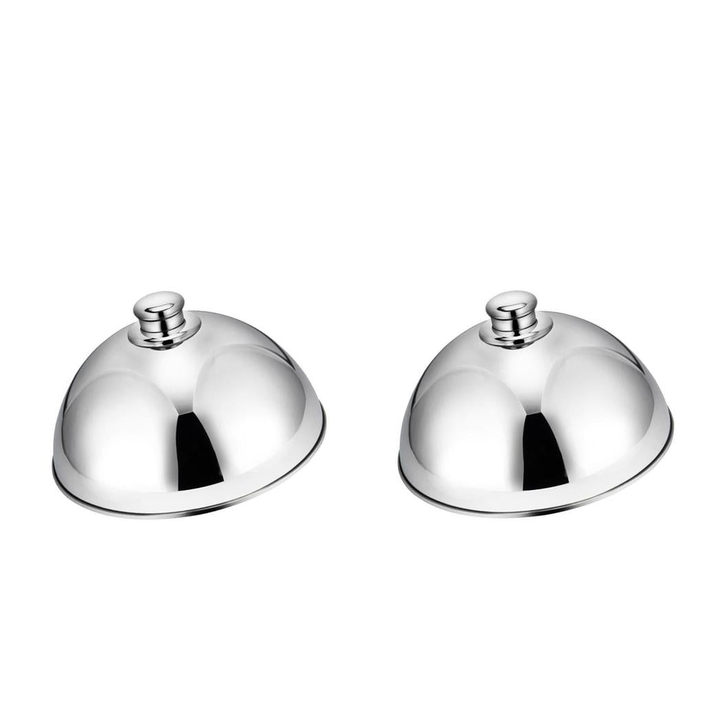 2Pcs Stainless Steel Food Cover Cloche Plate with Domed Cover Dish 10 inch