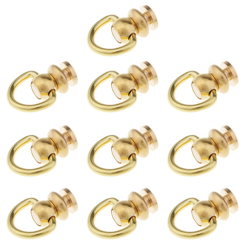 10Pcs Ball Post with Ring Rivet Stud Round Head Screw Back for LeatherCrafts