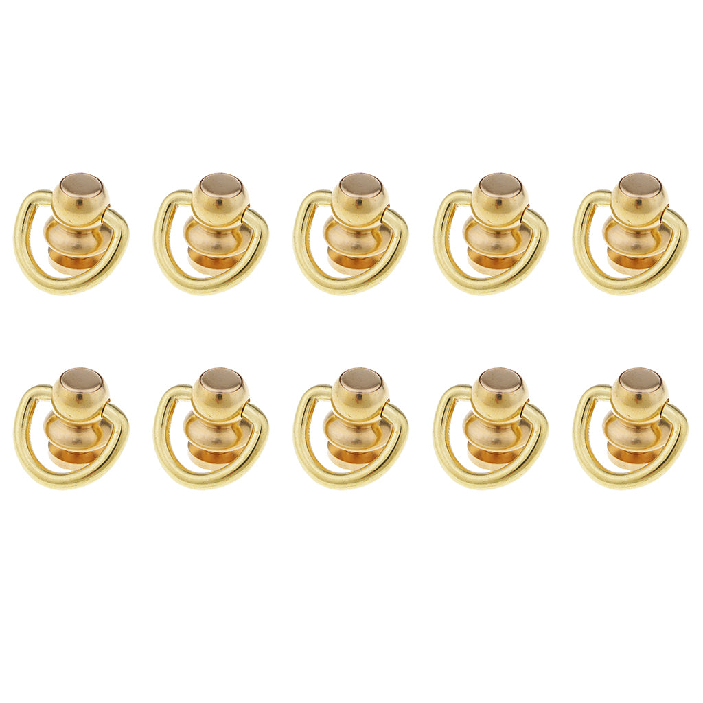 10Pcs Ball Post with Ring Rivet Stud Round Head Screw Back for LeatherCrafts