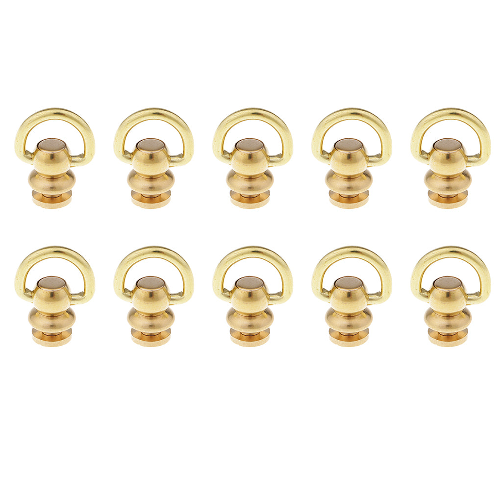 10Pcs Ball Post with Ring Rivet Stud Round Head Screw Back for LeatherCrafts