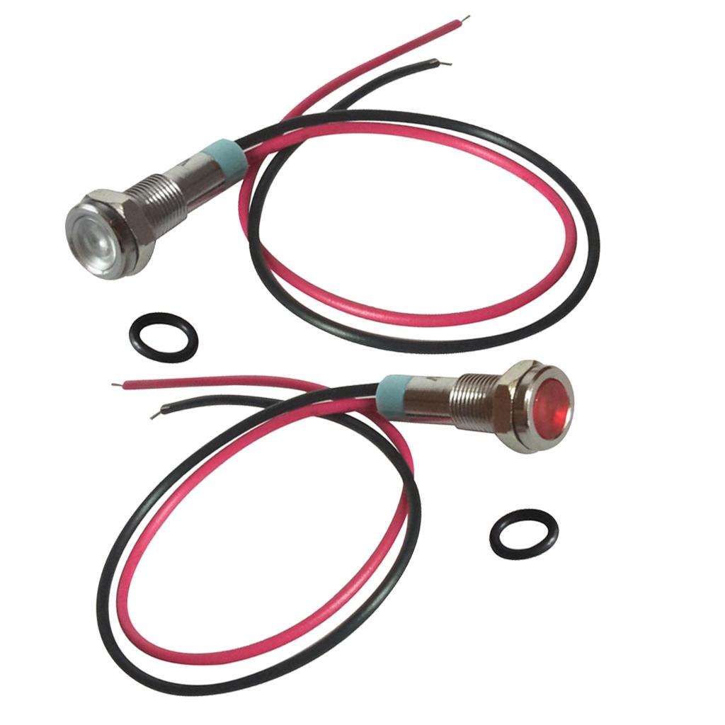 6mm Metal Indicator Light Waterproof Signal Pilot Dash Lamp 6V Red+White