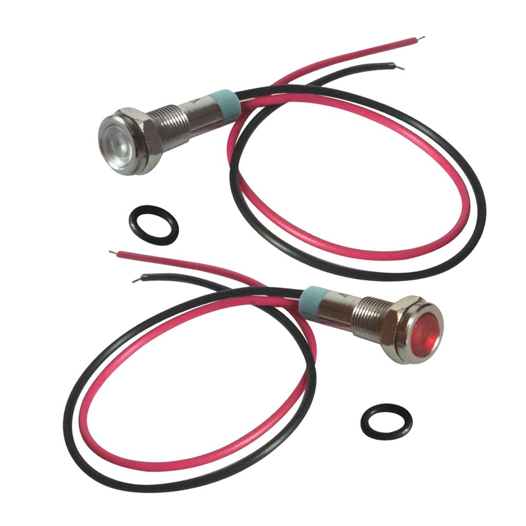 6mm Metal Indicator Light Waterproof Signal Pilot Dash Lamp 6V Red+White
