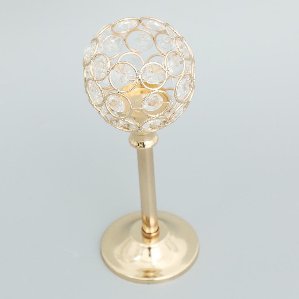4Pcs Mosaic Crystal Candle Holder Tea Light Stand Candlestick Golden- M