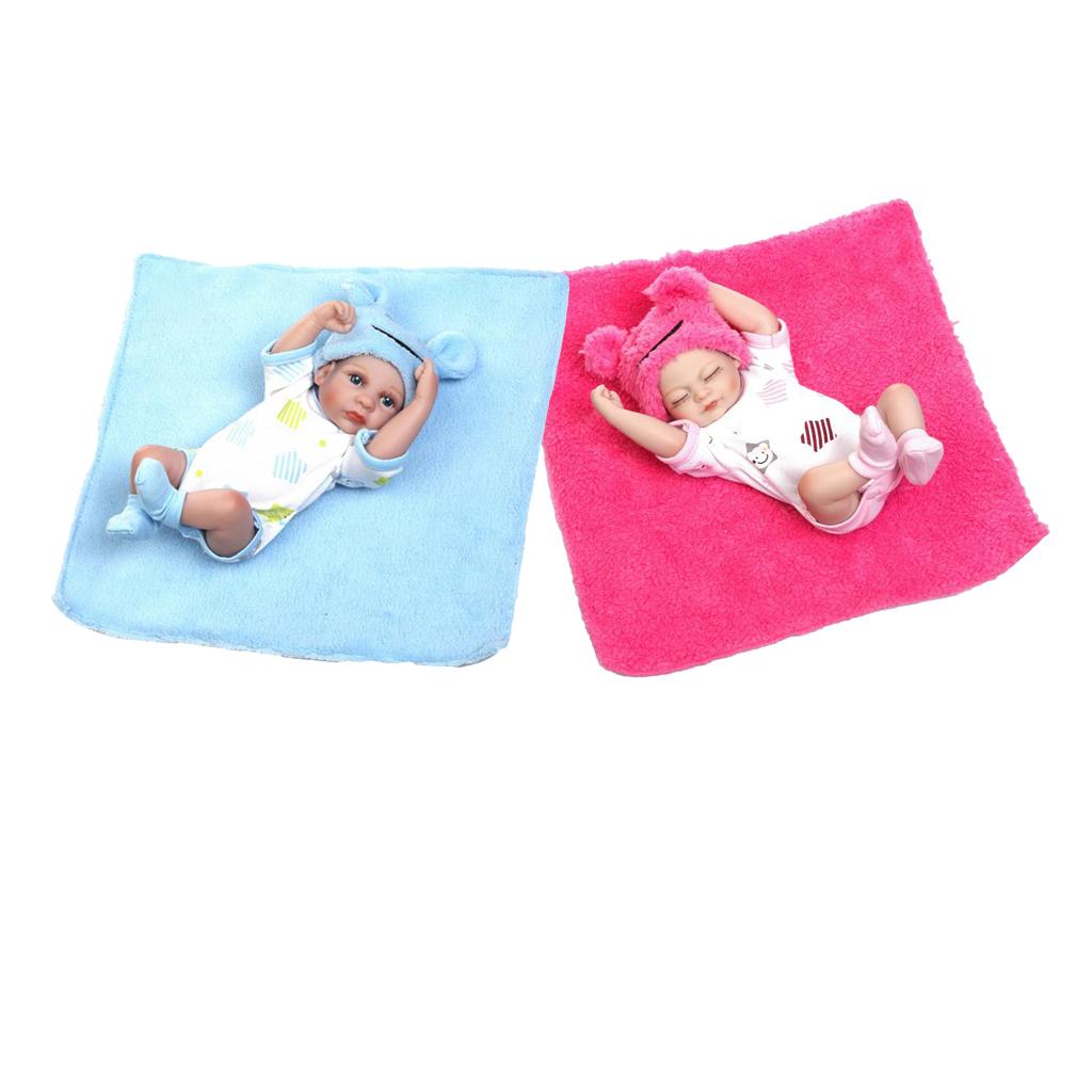 26cm 10'' Lifelike Soft Silicone Newborn Baby Boy and Girl Doll with Blanket