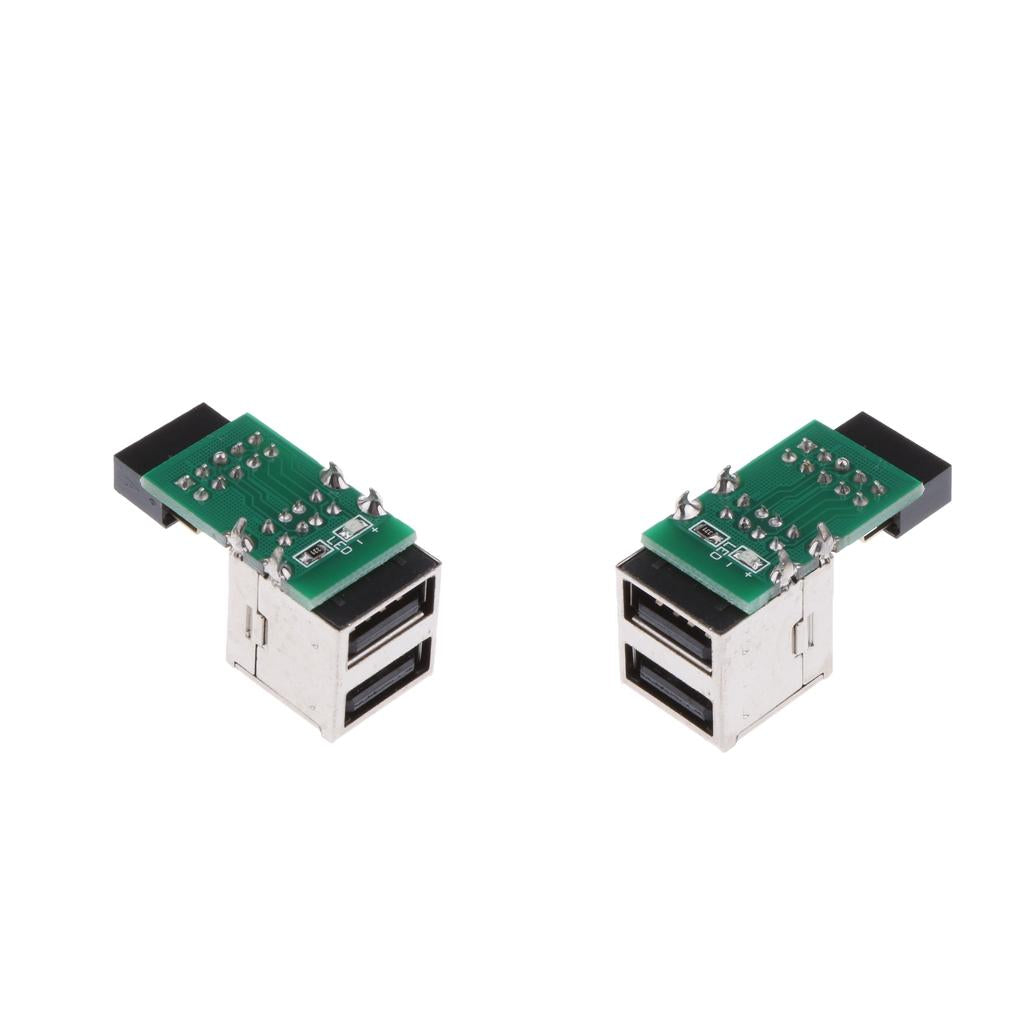 2x Mainboard 9pin to Dual USB2.0 Female Pin Header Expansion Card Panel