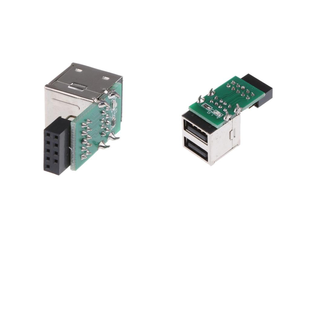 2x Mainboard 9pin to Dual USB2.0 Female Pin Header Expansion Card Panel