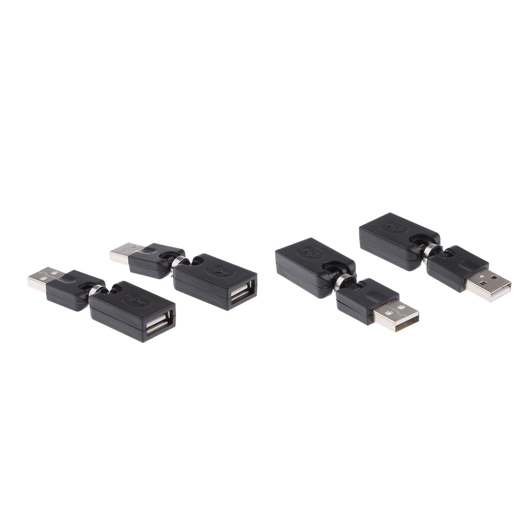 4Pcs USB Type-A Male to Female 360 Rotation Extension Adapter Convertor