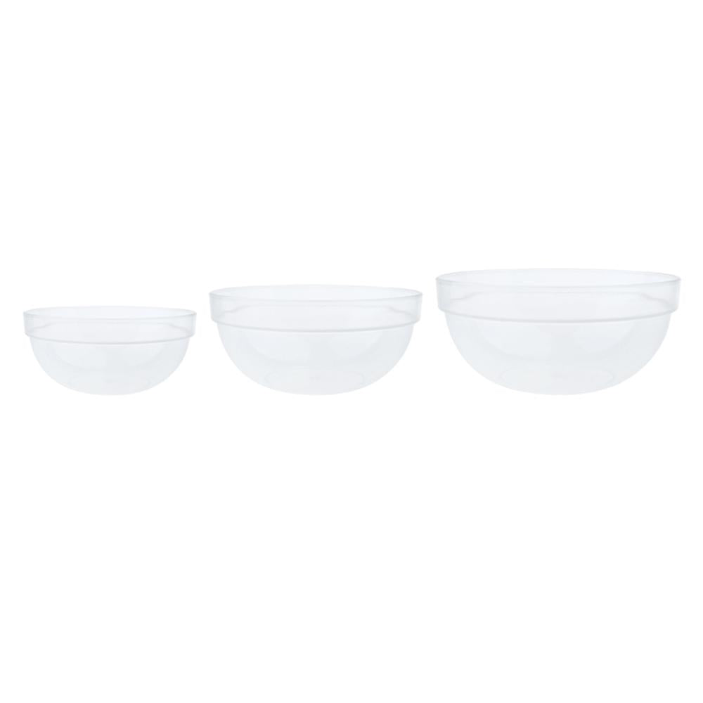 3Pcs/Set Break Resistant Round Clear Plastic Fruit and Salad Bowl, 3 Size
