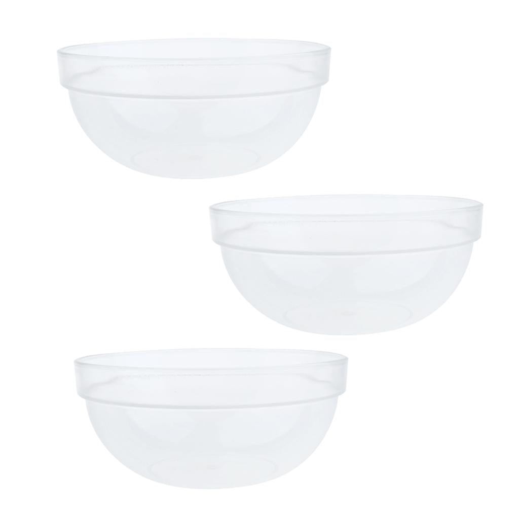 3Pcs/Set Break Resistant Round Clear Plastic Fruit and Salad Bowl, 3 Size