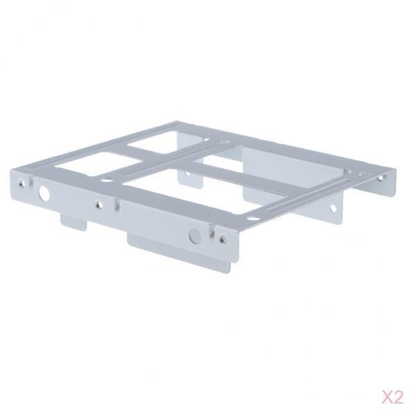 2Pcs 2.5 to 3.5" SSD Adapter Dual HDD SSD Mounting Bracket Hard Drive White"
