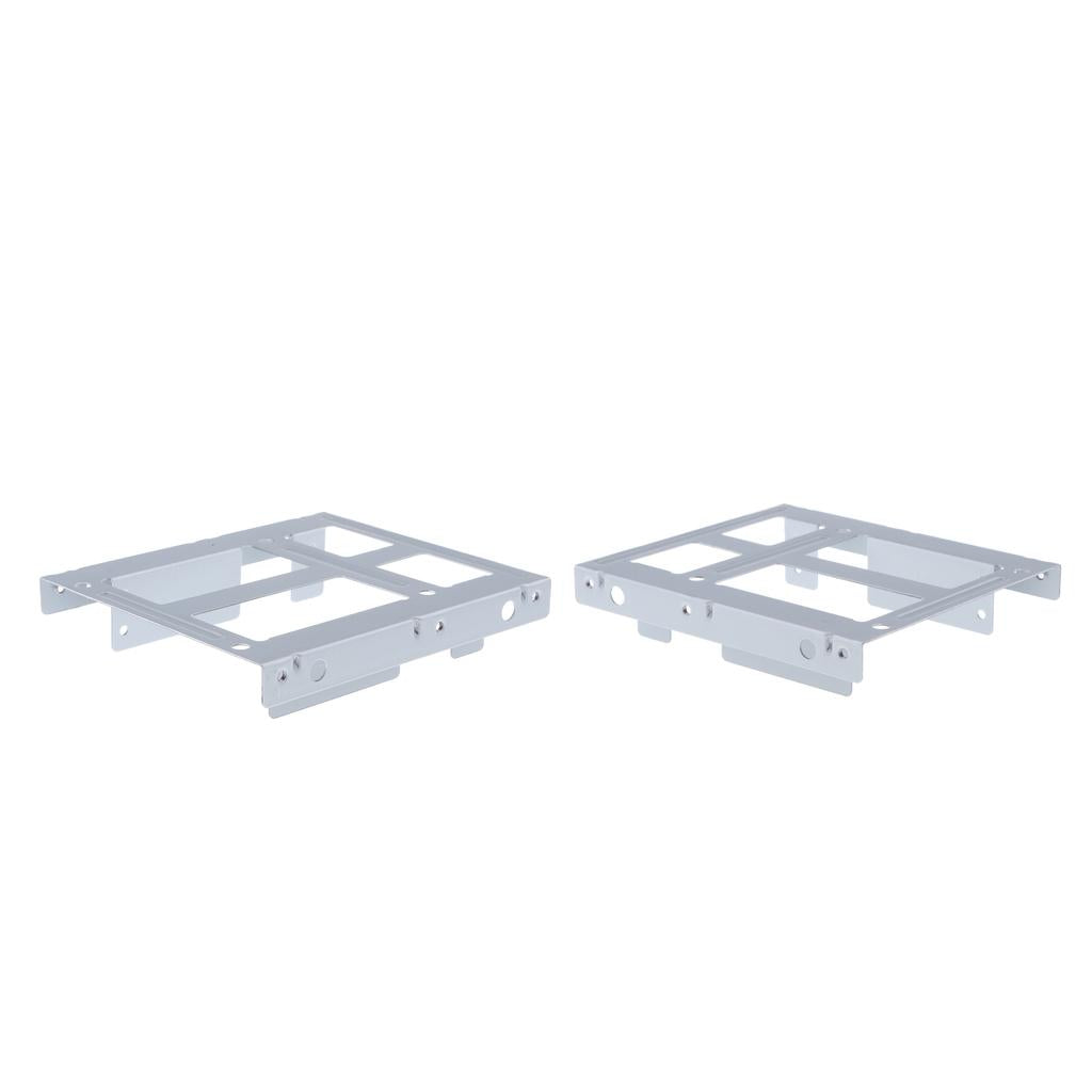 2Pcs 2.5 to 3.5" SSD Adapter Dual HDD SSD Mounting Bracket Hard Drive White"