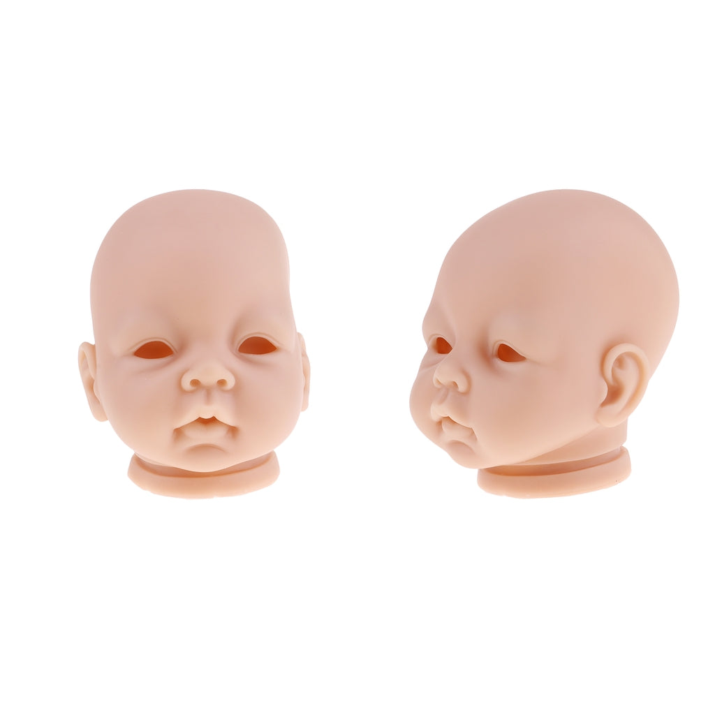 2pcs Vinyl Realistic Baby Doll Head Sculpt for 22'' Reborn Dolls Normal Skin