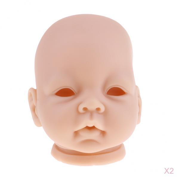 2pcs Vinyl Realistic Baby Doll Head Sculpt for 22'' Reborn Dolls Normal Skin