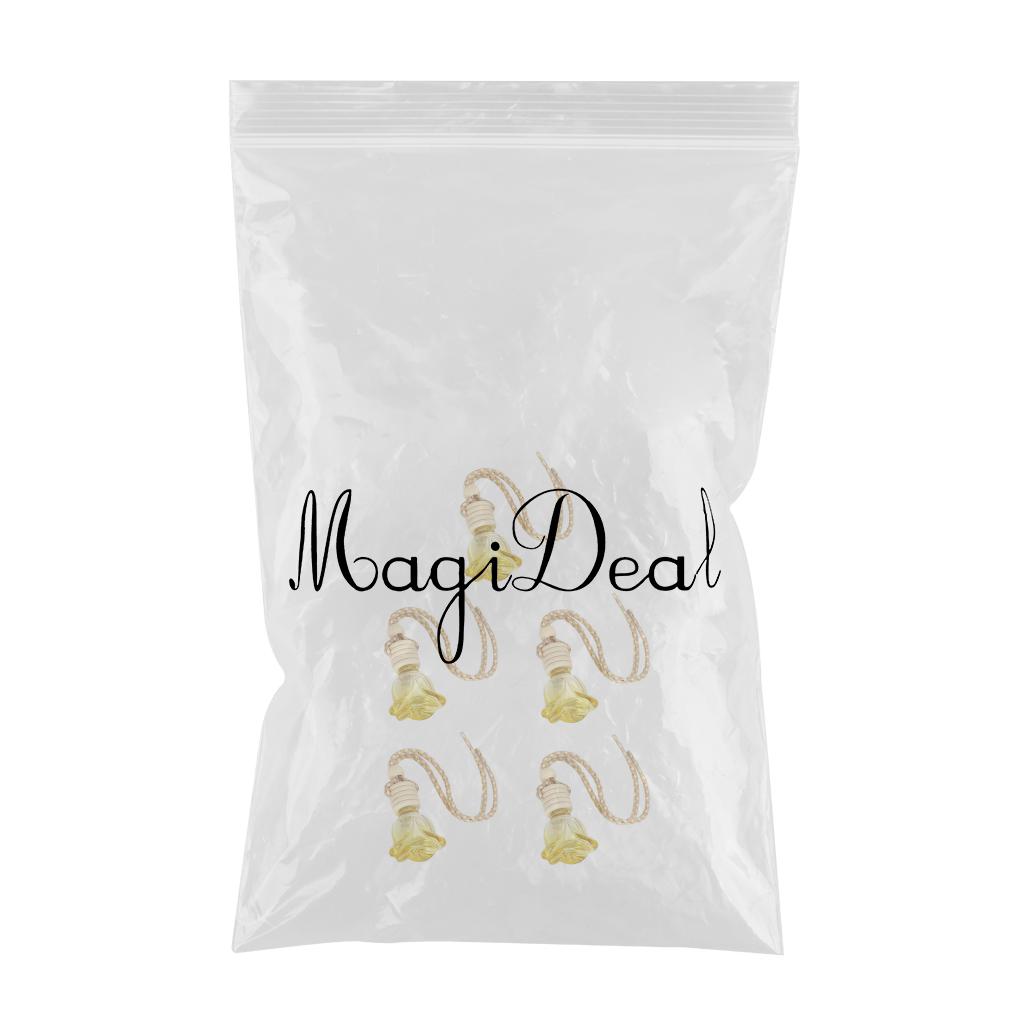 5xRosebud Flower Shape Car Hanging Perfume Bottle Air Freshener Yellow