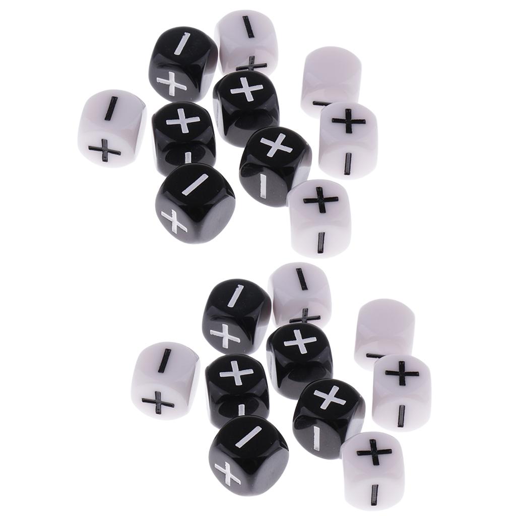 20 Pieces Plastic 6-sided Dice Minus Plus D6 for Party Bar Game Props