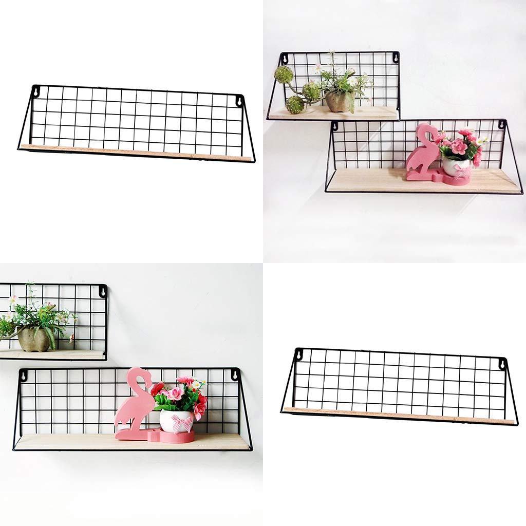 2x Metal Wood Wall Hanging Shelf Nordic Flower Bonsai Pots Book Storage Rack