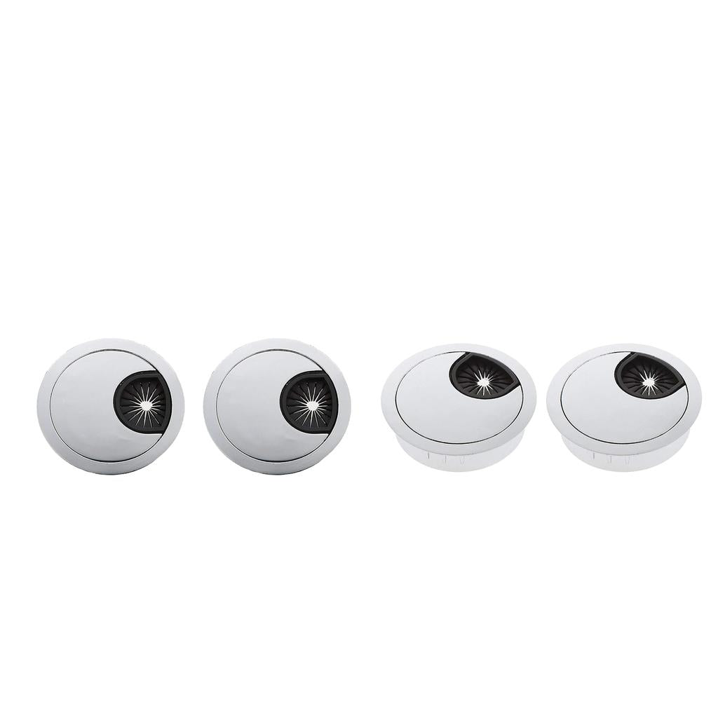 4Pcs 50mm Computer Desk Table Grommet Cable Port Wire Hole Cover-Silver