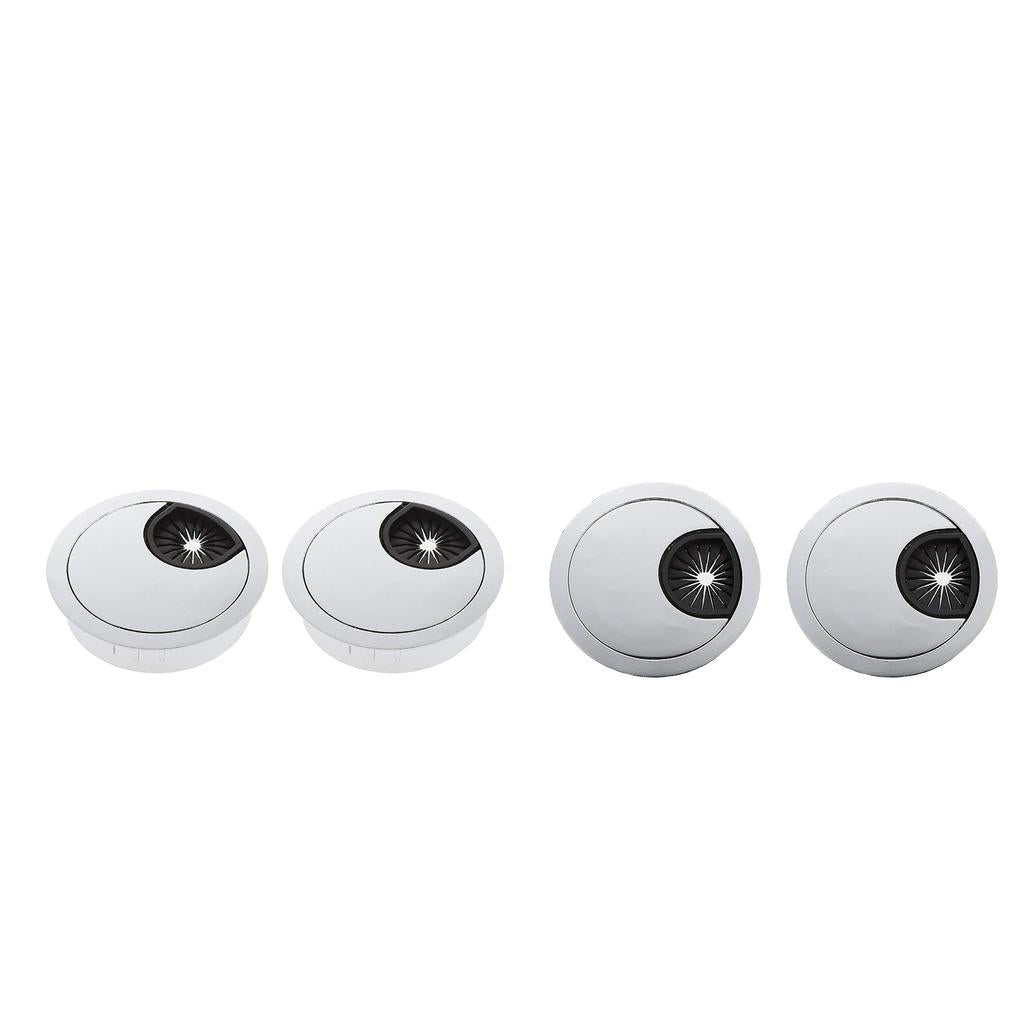 4Pcs 50mm Computer Desk Table Grommet Cable Port Wire Hole Cover-Silver