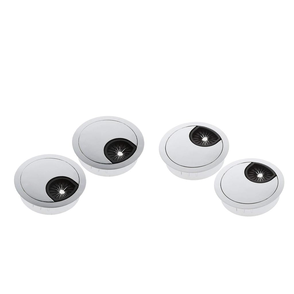 4Pcs 50mm Computer Desk Table Grommet Cable Port Wire Hole Cover-Silver