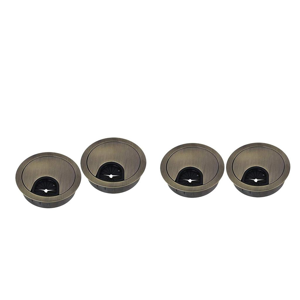 4Pcs 50mm Computer Desk Table Grommet Cable Port Wire Hole Cover-Bronze