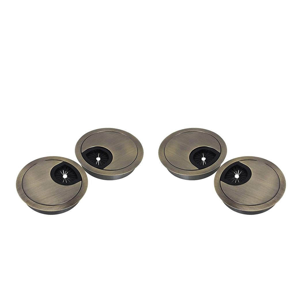 4Pcs 50mm Computer Desk Table Grommet Cable Port Wire Hole Cover-Bronze