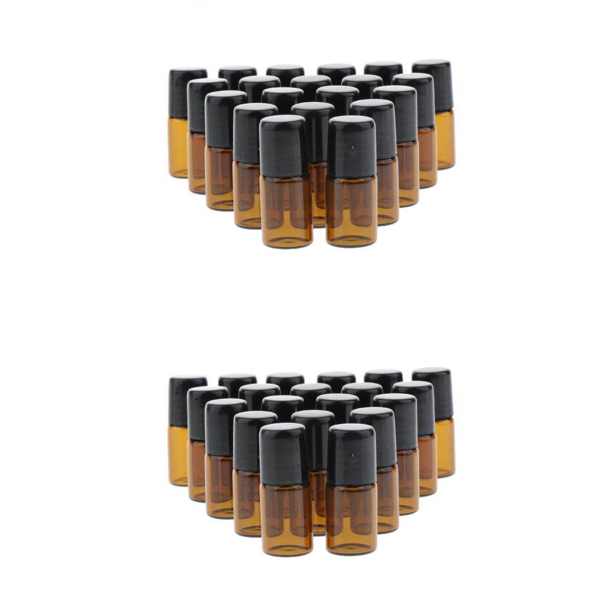 40X Empty Glass PP Essential Oil Perfume Roller Ball Bottles Case Holders