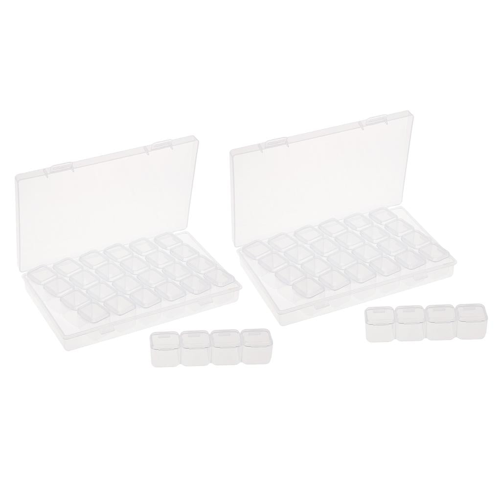 2x 28-Grids Clear Plastic Beads Storage Box Jewelry Organizer Container