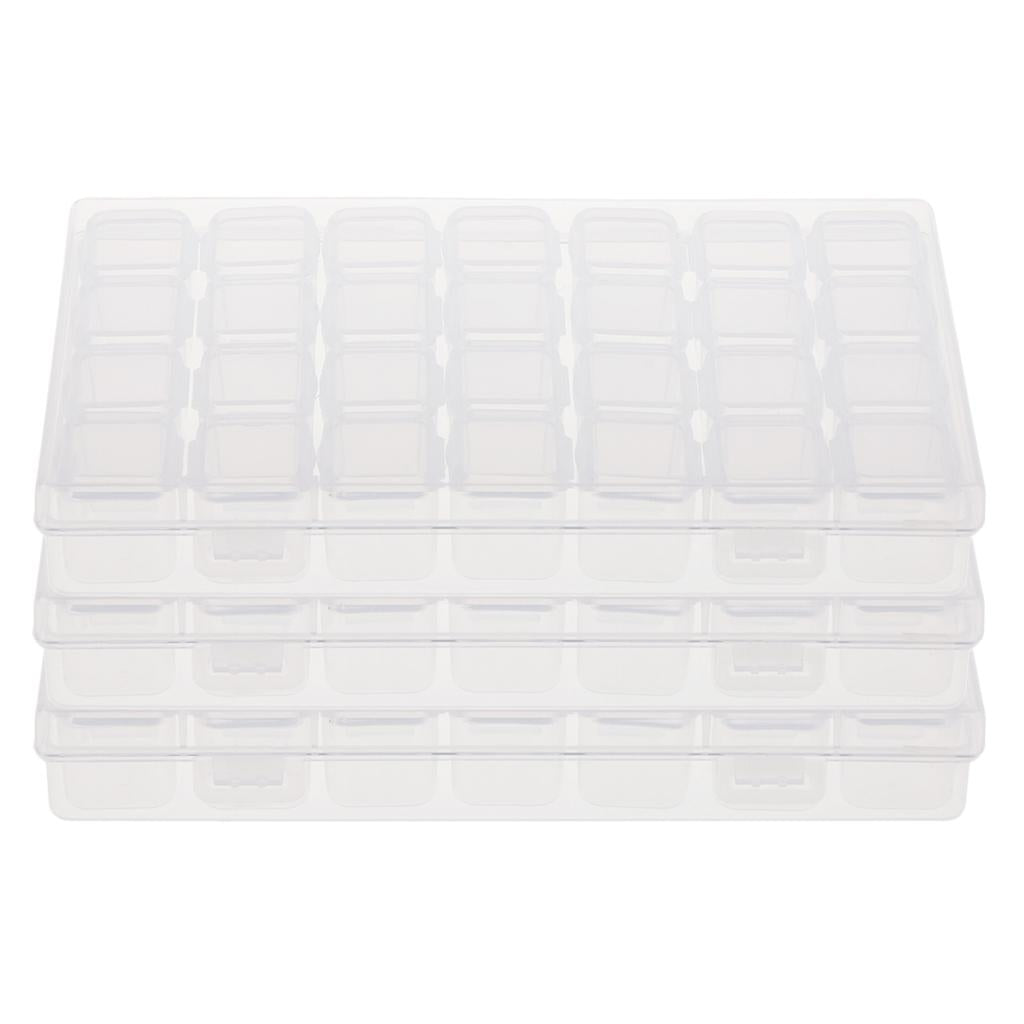 3 x 28-Grids Clear Plastic Beads Storage Box Jewelry Organizer Container