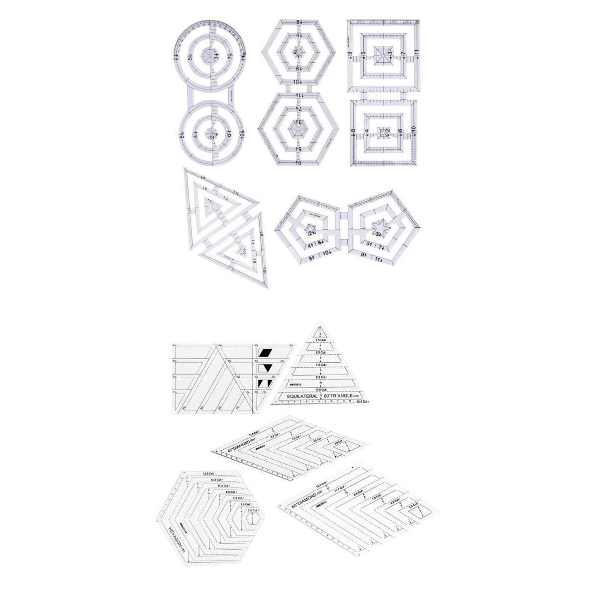 10pcs Assorted Acrylic Quilt Quilting Ruler Patchwork Sewing Ruler for Craft