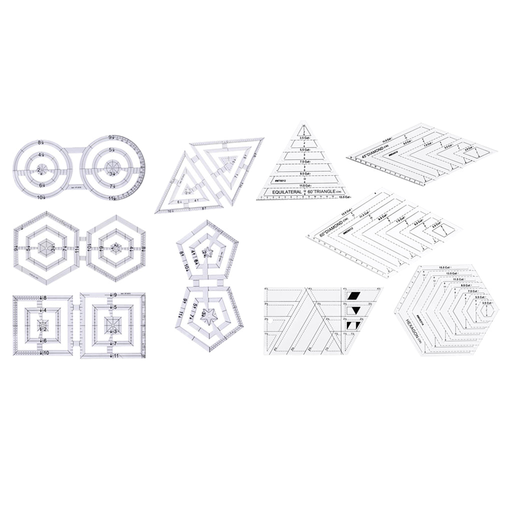 10pcs Assorted Acrylic Quilt Quilting Ruler Patchwork Sewing Ruler for Craft