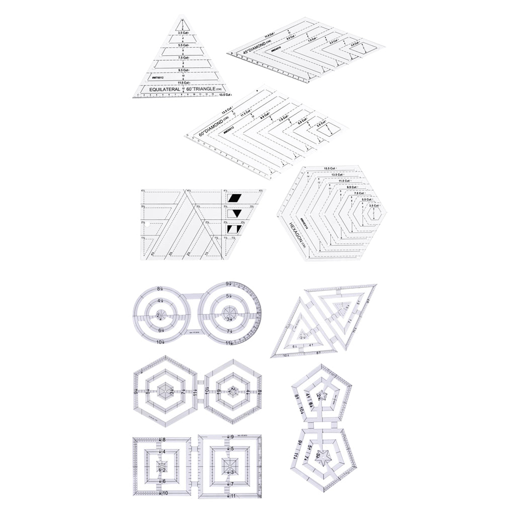 10pcs Assorted Acrylic Quilt Quilting Ruler Patchwork Sewing Ruler for Craft