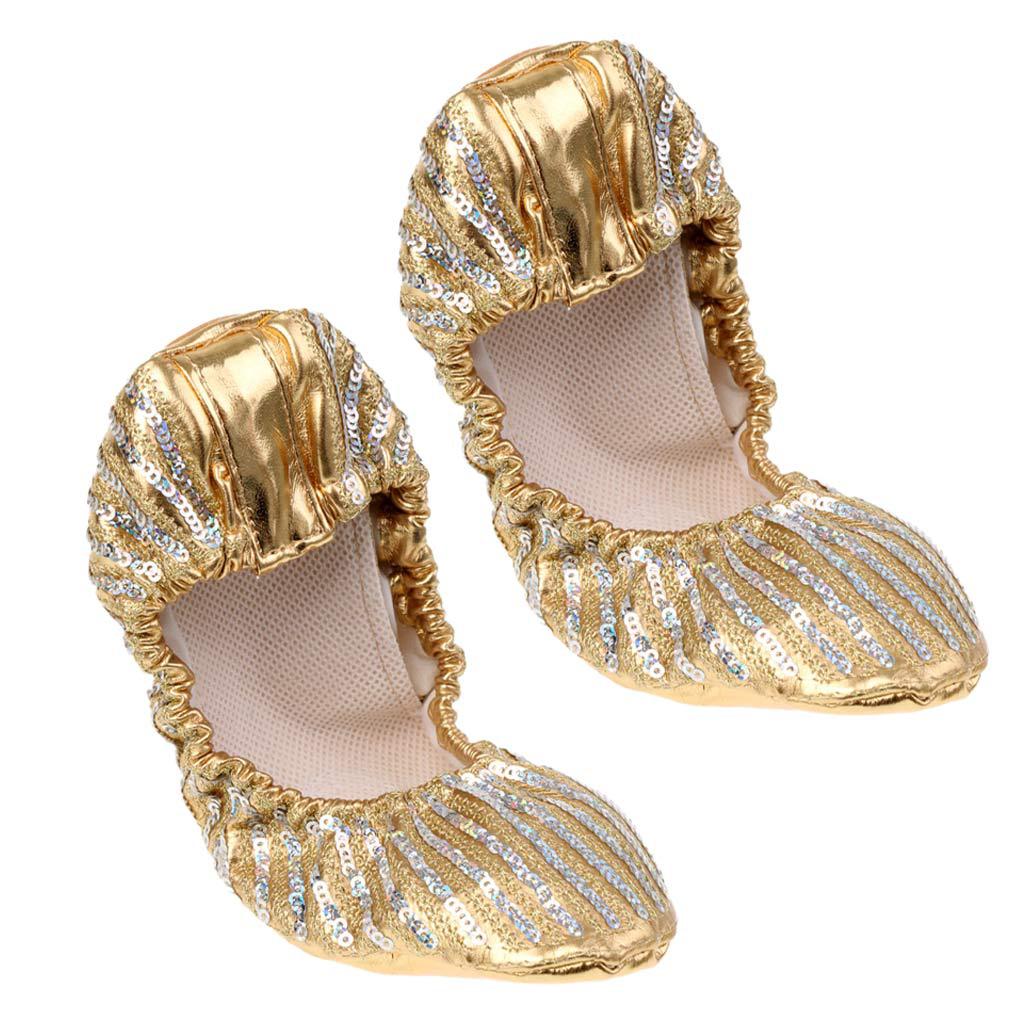 2Pairs Women Ballet Dance Ballet Shoe PU Leather Soft Flat Heel Slipper L+XL