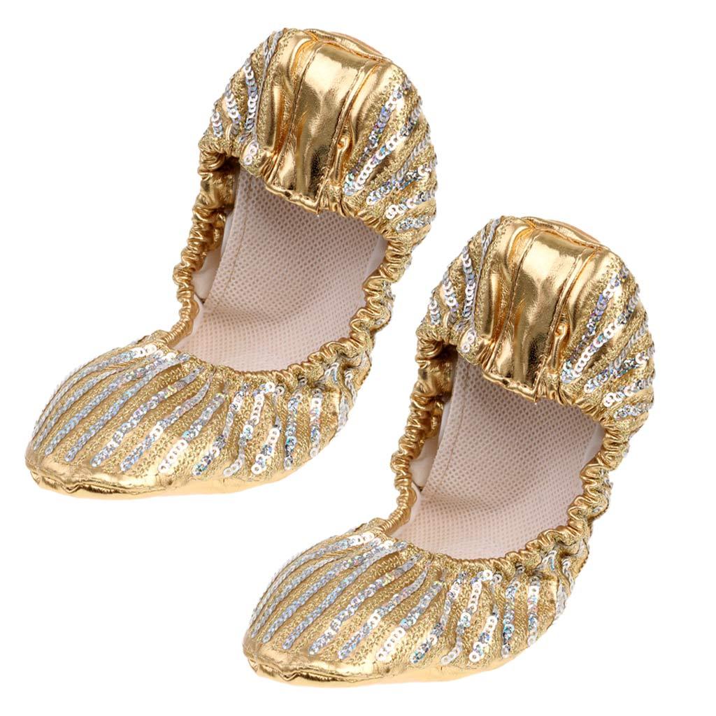 2Pairs Women Ballet Dance Ballet Shoe PU Leather Soft Flat Heel Slipper L+XL