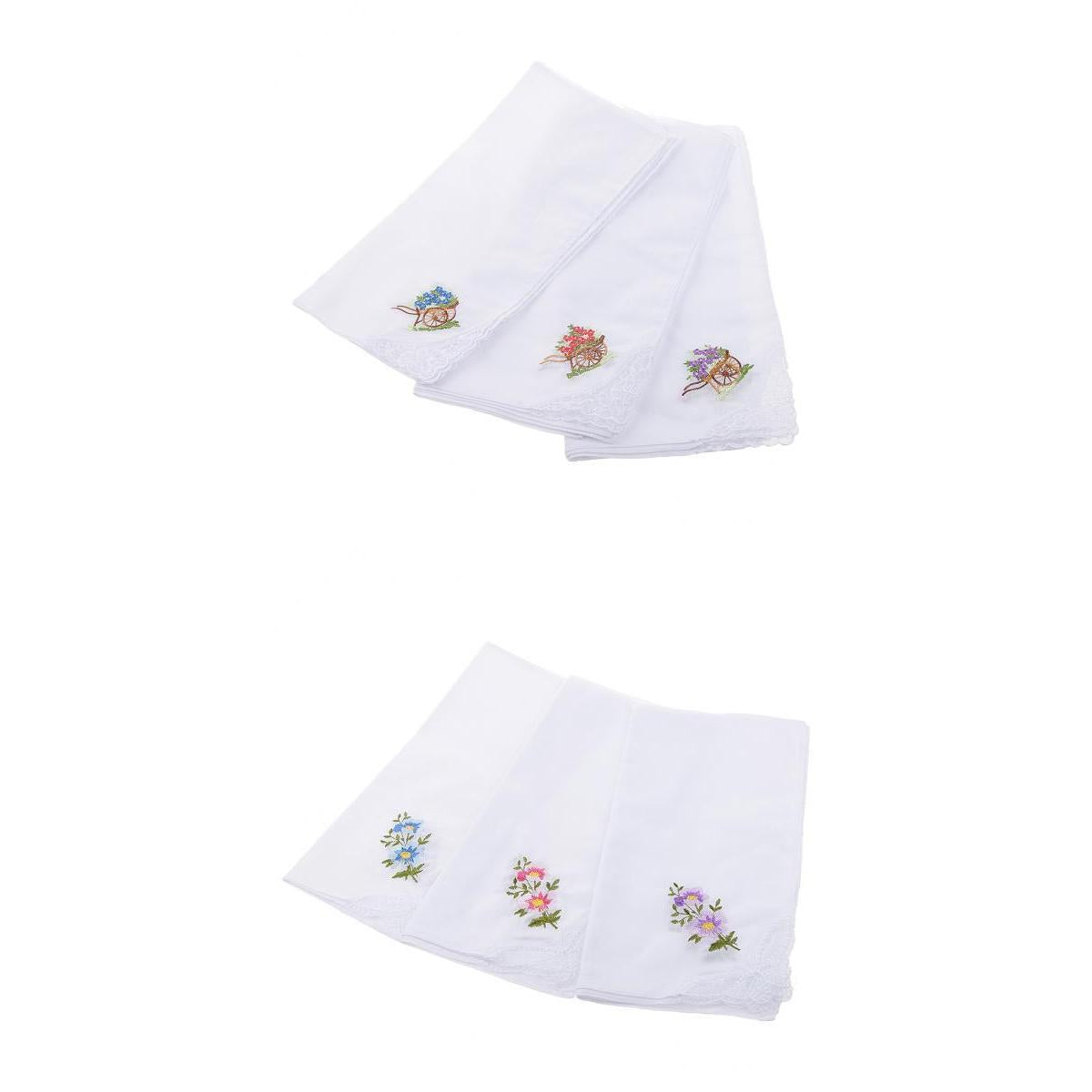 24pcs Womens Vintage White Flower Embroidery Cotton Lace Handkerchiefs Hanky
