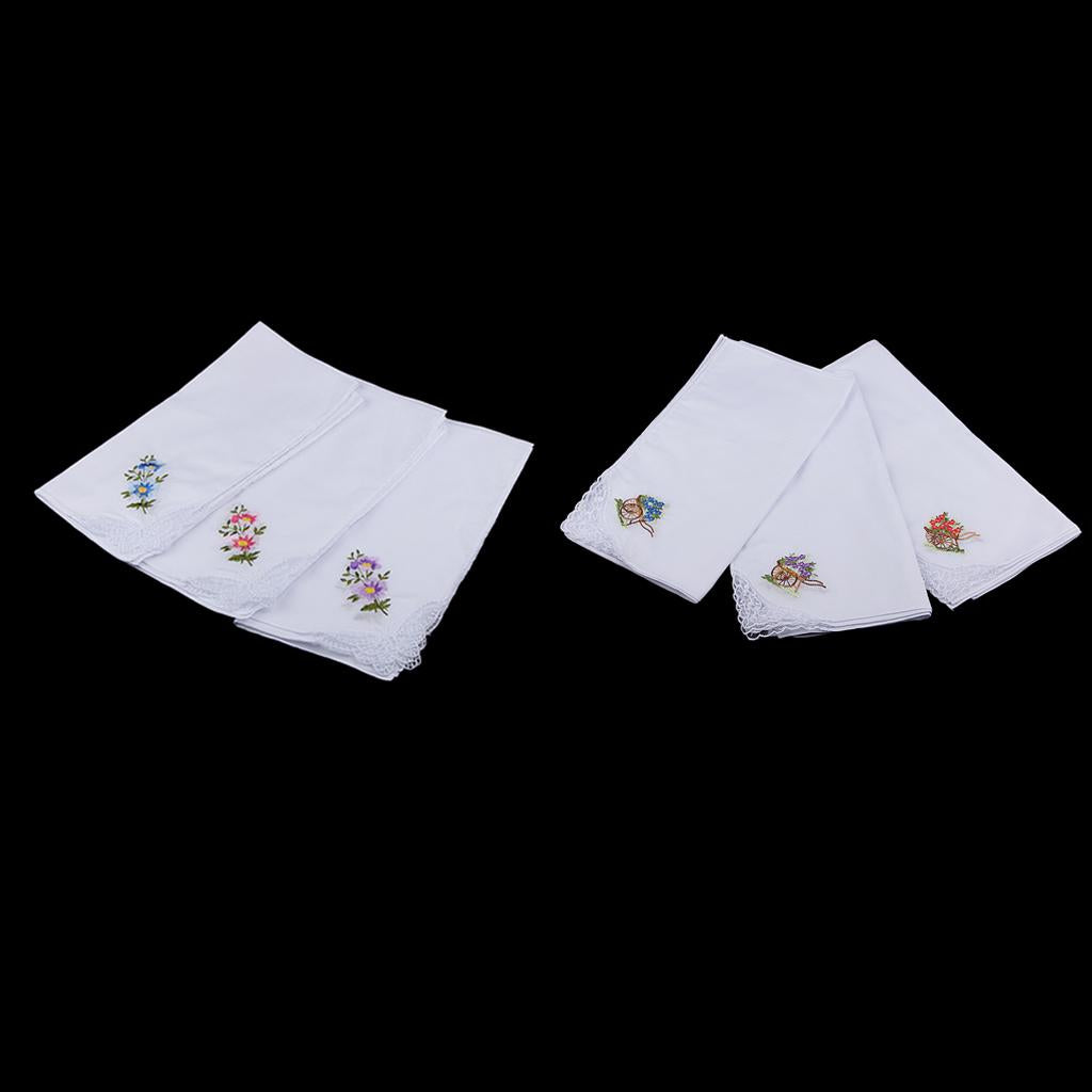 24pcs Womens Vintage White Flower Embroidery Cotton Lace Handkerchiefs Hanky