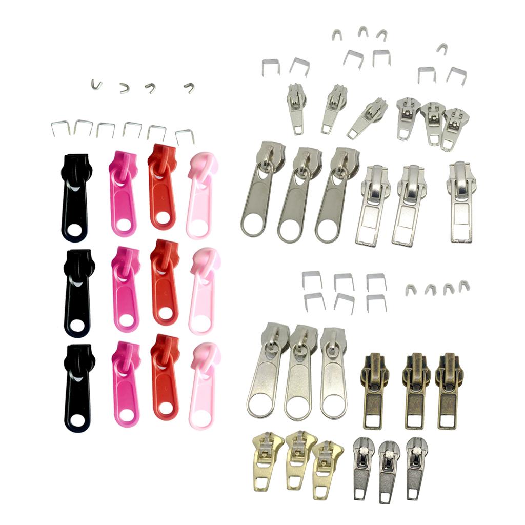 66pcs Assorted Colors Fix Zipper Repair Kit Zip Sliders Stops Replacements