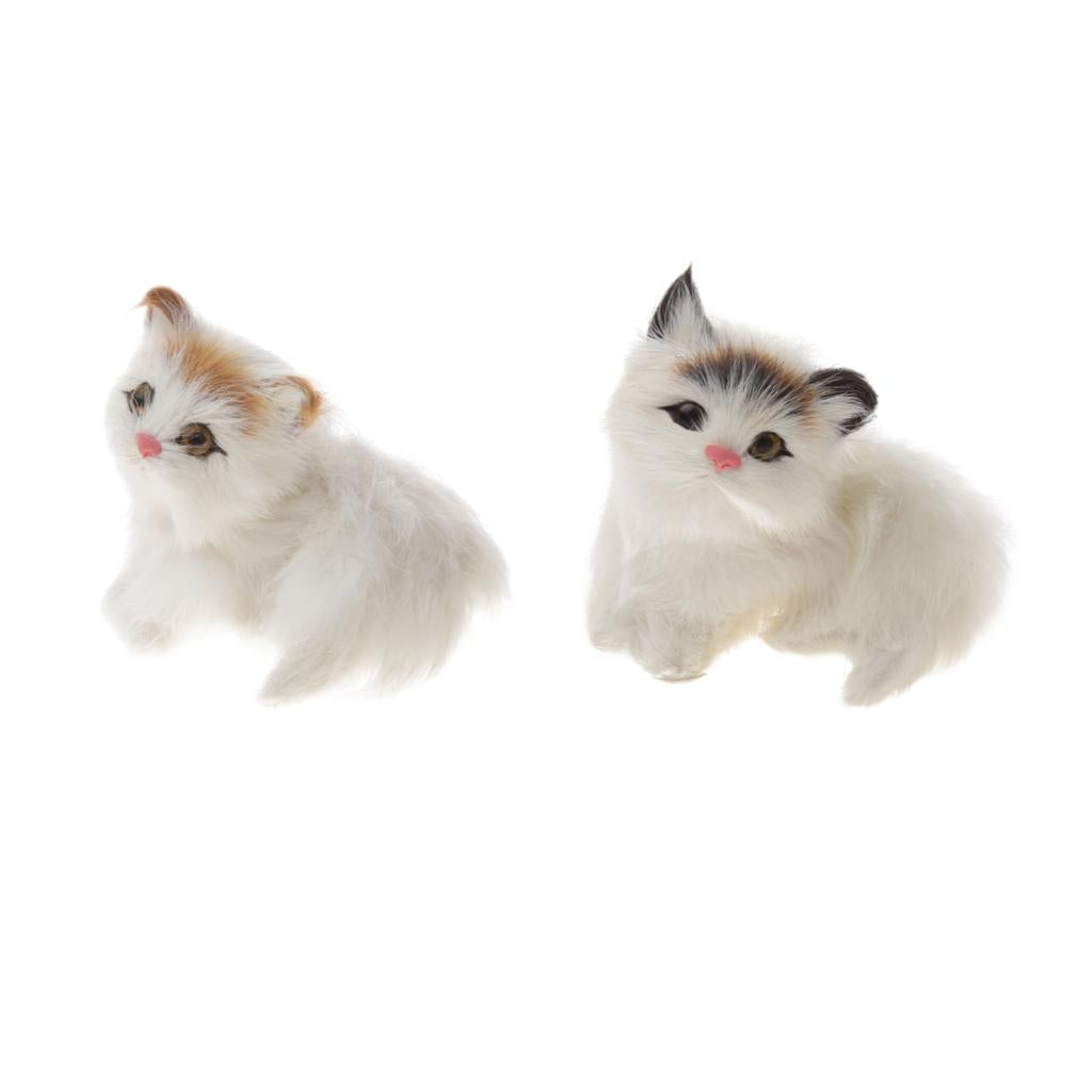 2 Pieces Cute Realistic Lifelike Cat Kitten Toys Furry Ornament Kids Gifts
