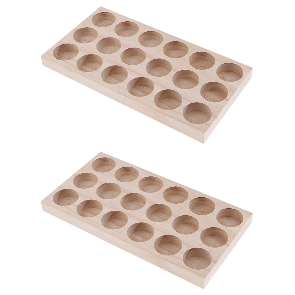 2X 18 Slots Essential Oil Holder Display Wooden Storage Case Tray Organizers
