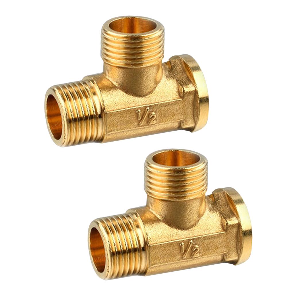 2 Pieces 1/2 3 Way Brass Male Female Tee Fitting Pipe Connector T-Junction"