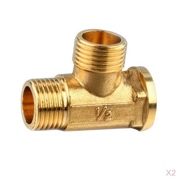 2 Pieces 1/2 3 Way Brass Male Female Tee Fitting Pipe Connector T-Junction"