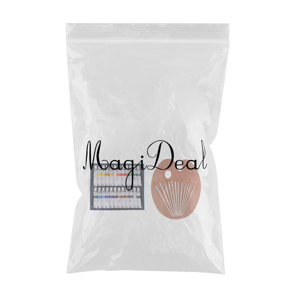 24 Colors Tube Acrylic Paints Pigment + 12x Painting Brush + Wooden Palette