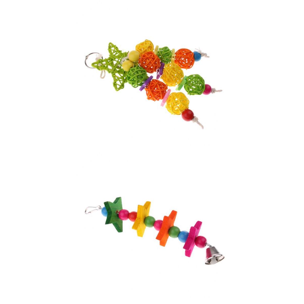 2Pcs Hanging Chew Toy Parrot Chewing Toy with a Bell Teeth Care Treat Chew