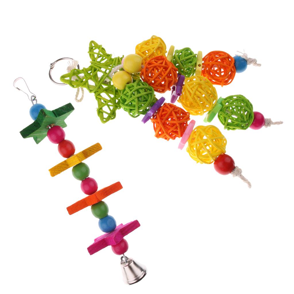 2Pcs Hanging Chew Toy Parrot Chewing Toy with a Bell Teeth Care Treat Chew