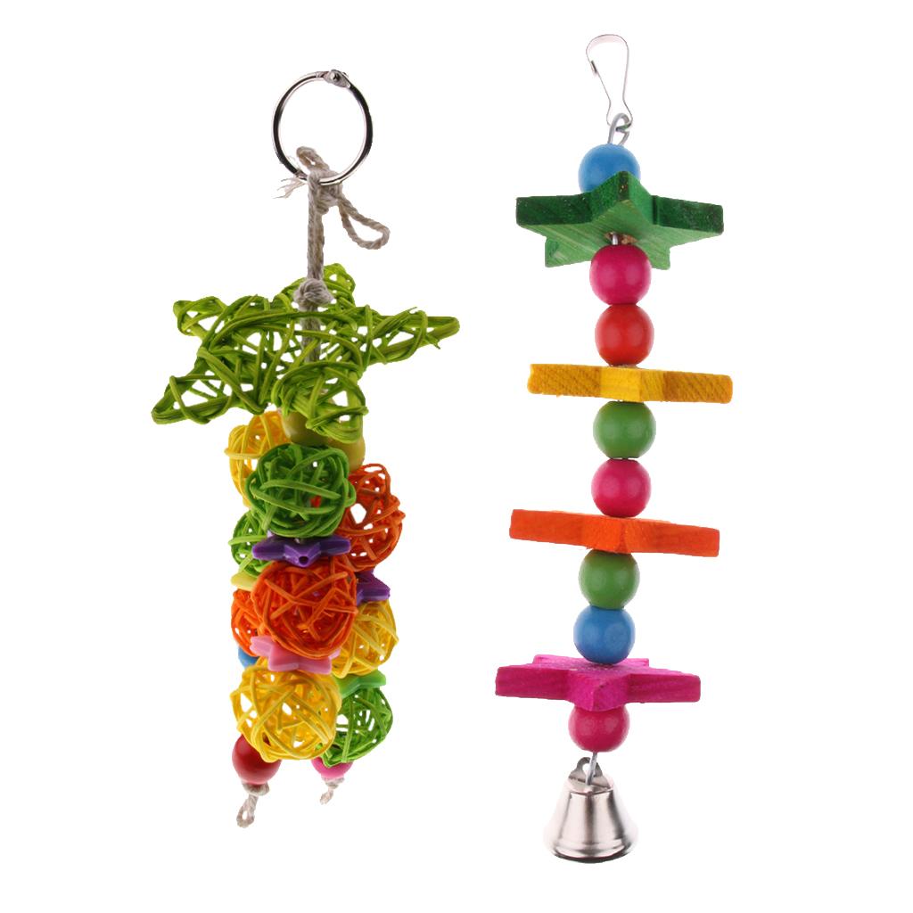 2Pcs Hanging Chew Toy Parrot Chewing Toy with a Bell Teeth Care Treat Chew