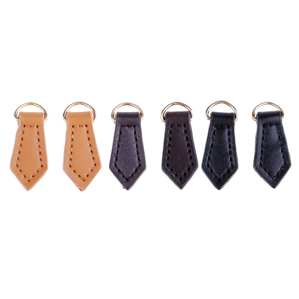 6pcs Leather Zipper Tags Fixer Pull Replacement DIY Wallet Purse Bag